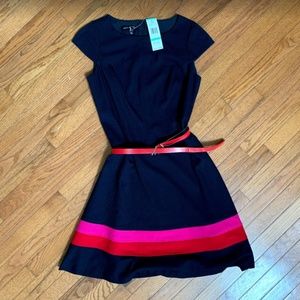 NEW Jones NY Navy Blue Dress Pink and Red Stripe